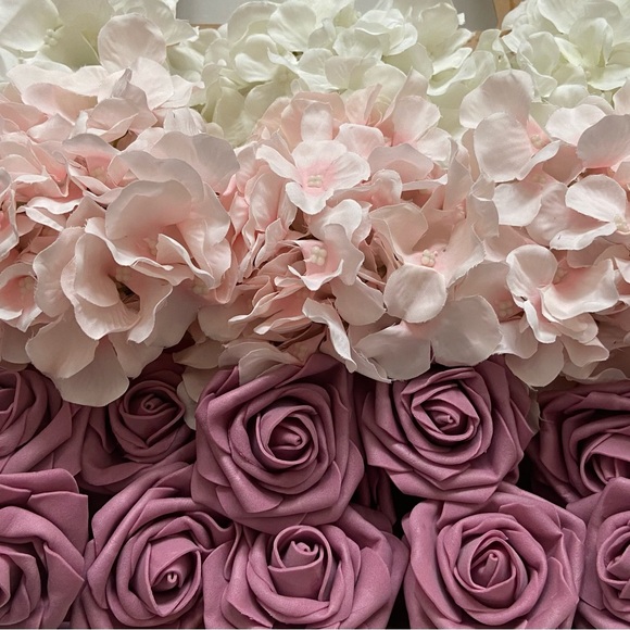 Custom White Roses & Hydrangeas Flower Mix Wedding Decor Various Color Options - Picture 13 of 14